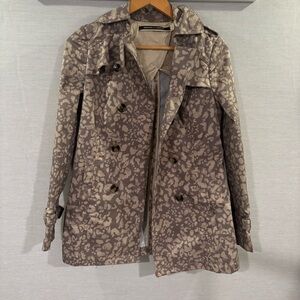 Anthropologie Daughters of the Liberation Trench Coat Tan Animal Print Size 0